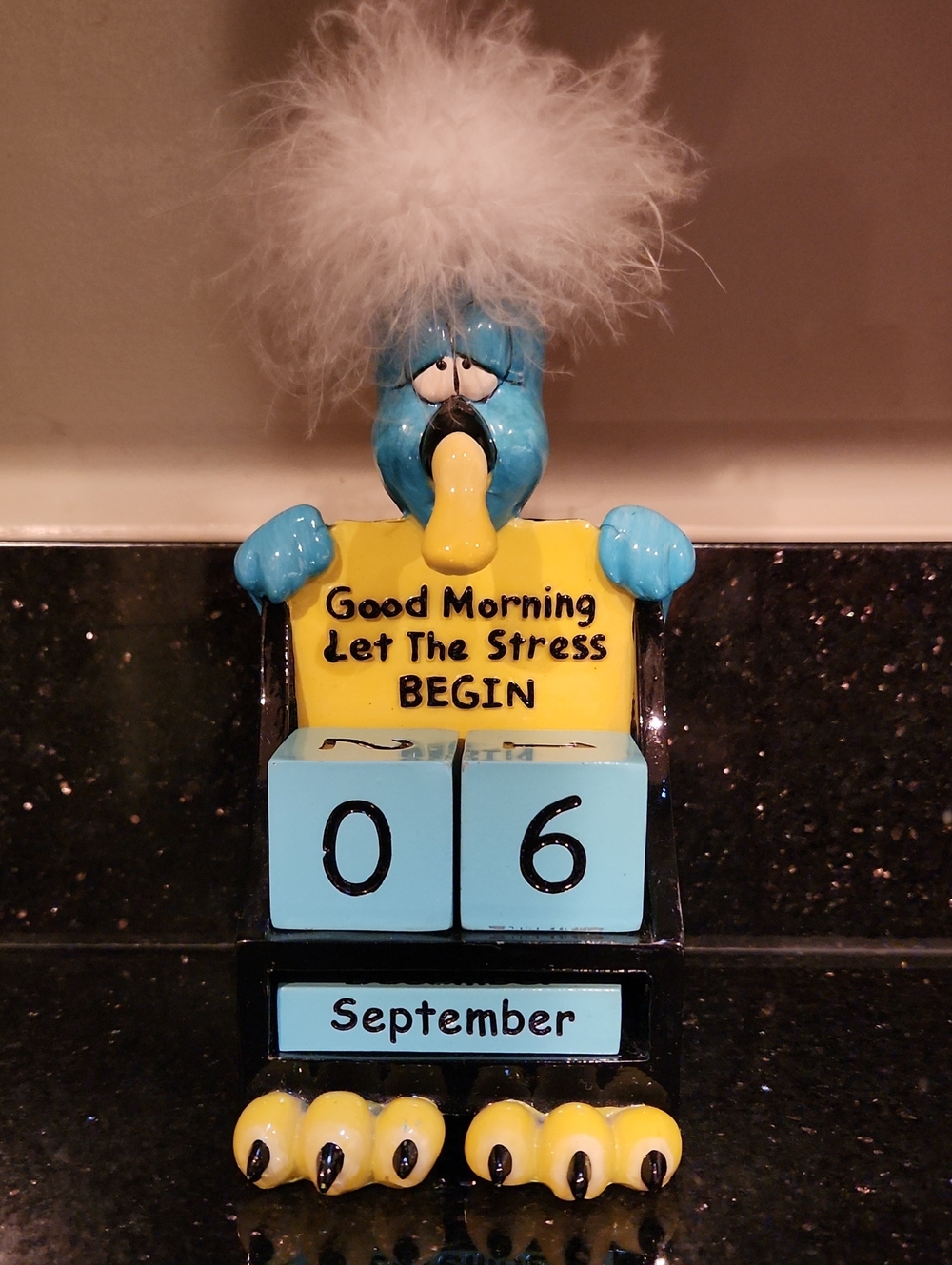 Blue & Yellow Decorative Bird Perptetual Calendar